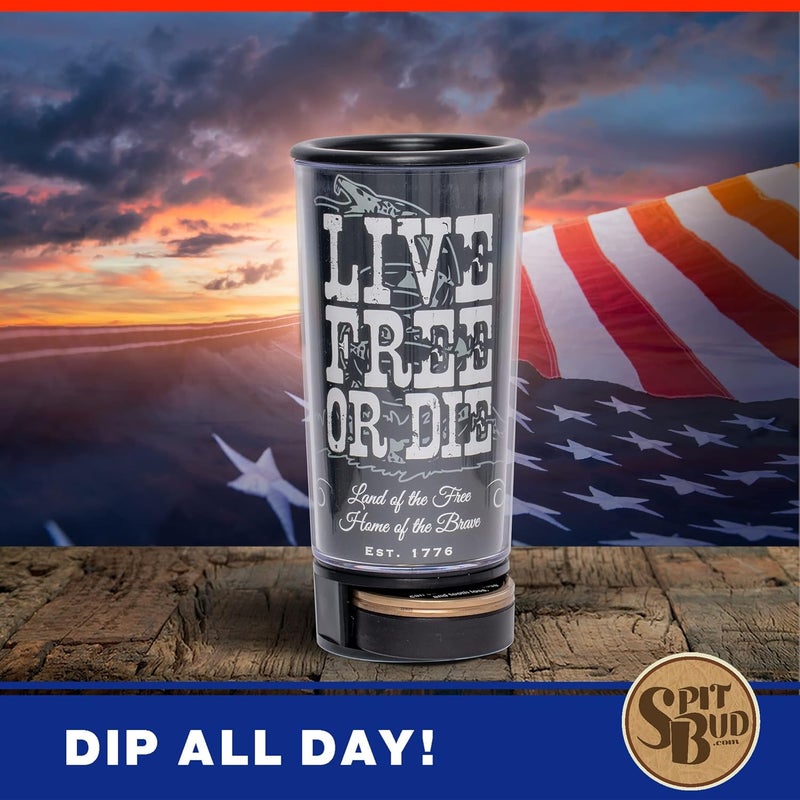 Spit Bud Liberty or Death #4 The Ultimate Spittoon for Chew - Portable Dip & Snuff Cup with Lid, Pop Tab, Spill-Proof Funnel, Can Cutter & Holder - Fit in Cup Holders - Holds 8oz - Made in USA - Image 3
